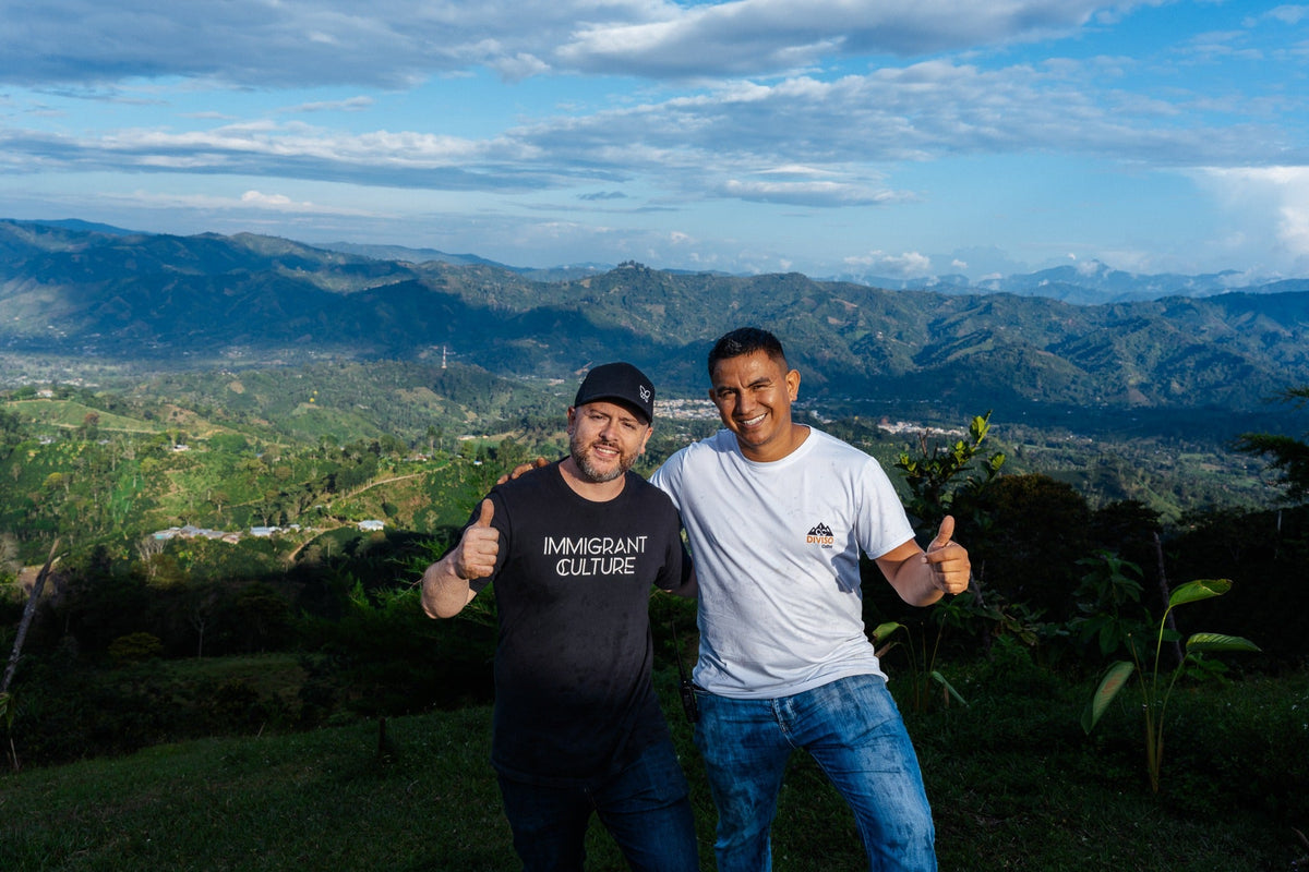 Maurizio Frattini with Jonathan Lasso overlooking Bruselas, Huila, Colombia