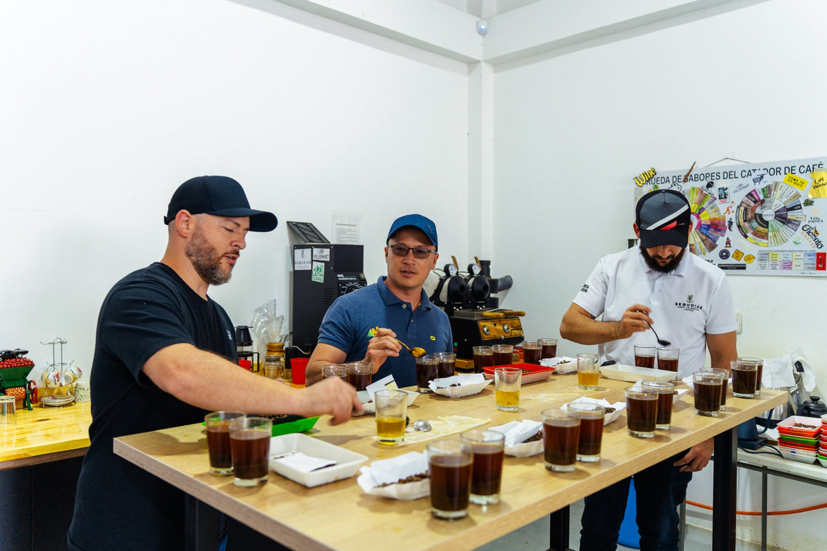 Coffee cupping at Anaya Farm with Maurizio and the producers