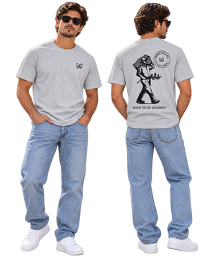 El Caminante shirt in Icy Grey, men front and back