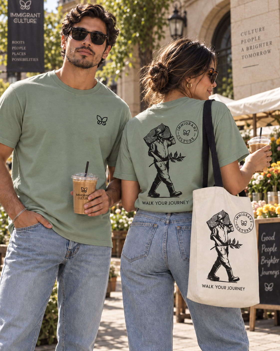 El Caminante shirt in Sage, lifestyle