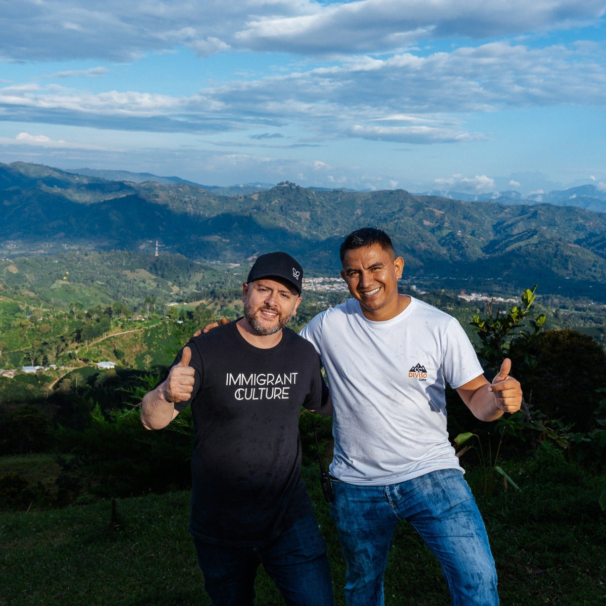 Maurizio Frattini with Jonathan Lasso overlooking Bruselas, Huila, Colombia